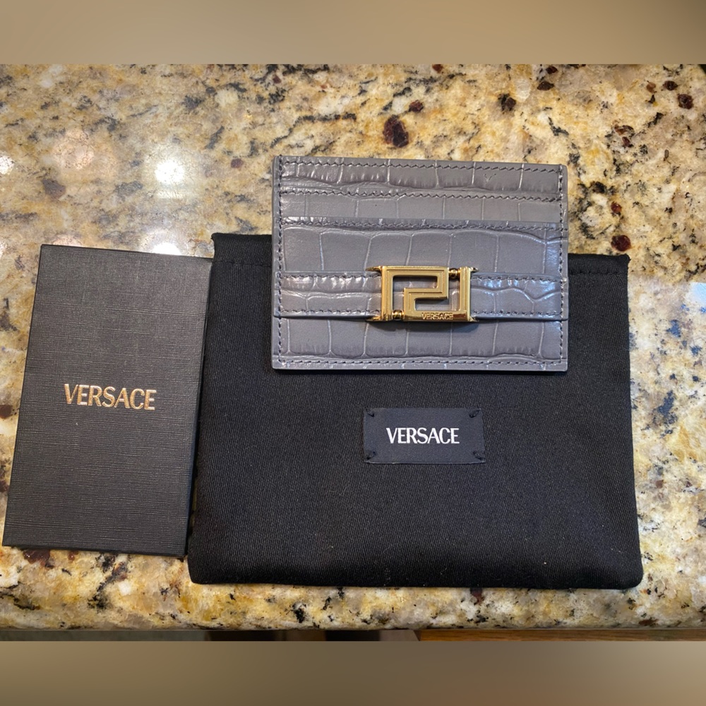 Versace-CROC-EFFECT GRECA GODDESS CARD HOLDER
